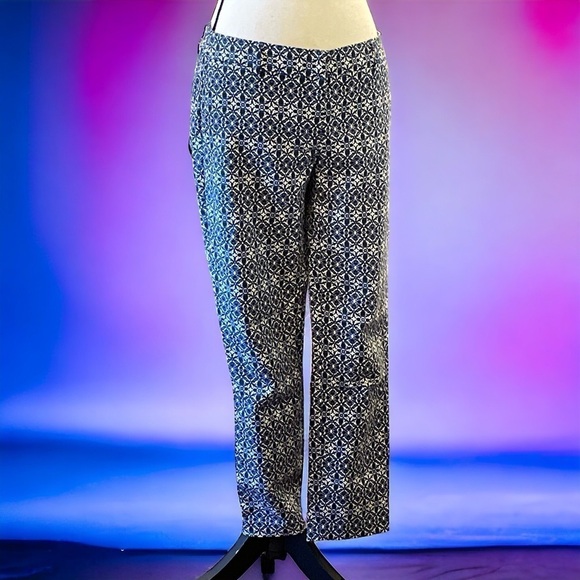 Katherine Barclay Montreal Womens Pants Size 4 Blue White Paisley - Picture 14 of 16